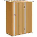Capanno Porta Attrezzi 142x86x189 cm con Tetto Inclinato e Porta Bloccabile in Metallo Giallo      