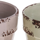 Set 2 Vasi Cesti in Ceramica con Scritta Larghezza 16 cm