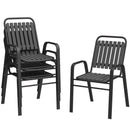 Set 4 Sedie da Giardino 56x66x91 cm Impilabili in Acciaio e PP Nero      