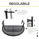 Tavolino Sospeso da Balcone Regolabile in Ferro Nero 60x45x50 cm 