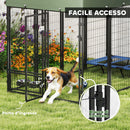 Recinto per Cani da Esterno 244x122x183 cm con Tetto in Tessuto Oxford Anti-UV Impermeabile 2 Ciotole in Acciaio Verde      