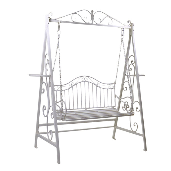 sconto Dondolo da Giardino in Metallo 146x95x207cm Viareggio Bianco