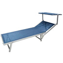 Lettino Mare con Parasole Richiudibile 181x71,5x38,5 cm in Alluminio PVC e Poliestere Blu Mélange Riccione      