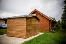 Casetta Box da Giardino 3,16x2,4 m Senza Pavimento in Legno Picea Massello 19mm Tetto in Acciaio Therma