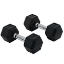 Set 2 Manubri Esagonali da 8 kg in Metallo e Gomma Nero      