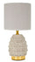 Lampada da Comodino Pigny Grigia Ø15x30,5 cm in Ceramica e Ferro e Tessuto Crema