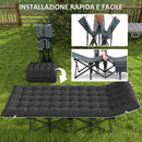 Lettino da Campeggio Pieghevole 196x68x37 cm con Poggiatesta Inclinato e Materasso Rimovibile Nero   