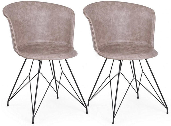 online Set 2 Sedie 56x54x76 cm in Similpelle Nero e Beige