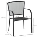 Set 2 Sedie da Giardino con Braccioli in Metallo Nero
