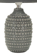 Lampada da Comodino Points Grigia Ø15x30,5 cm in Ceramica e Ferro e Tessuto Grigio      