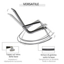 Sedia a Dondolo da Giardino 107x60x93 cm in Metallo e Tessuto Nero