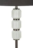 Lampada da Terra Bright One Ø42,5x163 cm in Vetro e Ferro e Tessuto Bianco e Grigio      