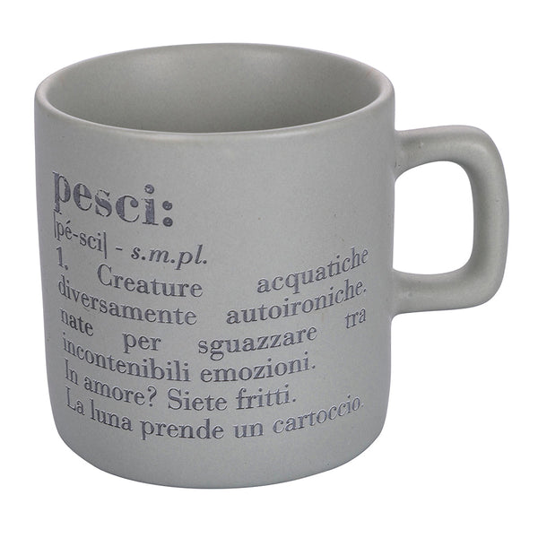 sconto Tazzina Caffè Zodiaco "pesci" Ø6x6,5 cm in Bone China VdE Tivoli 1996 Grigio Chiaro
