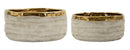 Cachepot Lima Bassi Coppia 22,5x0x10,5 cm in Ceramica Grigio e Oro      