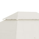 Tetto per Gazebo 4x3 m a 2 Livelli in Poliestere con 10 Fori di Drenaggio 395x297 cm in Poliestere Crema
