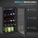 Cantinetta Vino Refrigerata 24 Bottiglie 43x46x74 cm Capienza 68L Temperatura Regolabile 4-16℃ con Vetro Anti UV Nero      