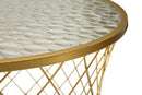 Tavolinetti Noah Gold Set 4 Pz Ø47x54,5 cm - Ø36x50 cm - Ø28x45 cm - Ø70x45 cm in Ferro e Vetro Oro      