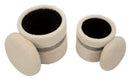 Puff con Contenitore Saint-moritz Crema Set 2 Pz Ø40x47 cm - Ø32x38 cm in MDF e Spugna e Poliestere Crema      