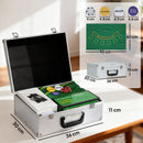 Set Poker con 300 Fiches Mescolatore e Distributore Carte Tappetino 5 Dadi Pulsante Dealer e Valigetta      