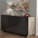 Credenza Carlile Antracite e Rovere Chiaro 150x40x76 h cm in Truciolare bilaminato Nero