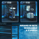 Scrivania da Gaming Angolare con LED Prese Elettriche Supporto per Monitor e Scaffale Nero      