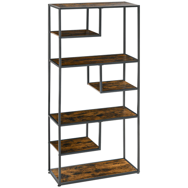 Mobile Libreria in Stile Industriale a 7 Livelli 83x34x180 cm in Legno e Acciaio Marrone sconto