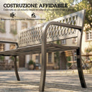Panchina da Esterno 2 Posti 119x50x75 cm Telaio in Acciaio e Schienale in Plastica Nero      