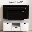 Mobile TV Max 50"" con Cassetto, Ripiano Aperto e Armadietti 110x40x50 cm Bianco e Legno  
