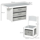 Set Tavolino con 2 Sedie per Bambini in MDF Bianco e Grigio