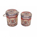 Set 2 Pouf Contenitore Tondo in MDF Crema