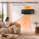Stufa Ceramica 2000W a Parete con 3 Modalità Temperatura Regolabile Timer Telecomando Blocco Bambini Nero      