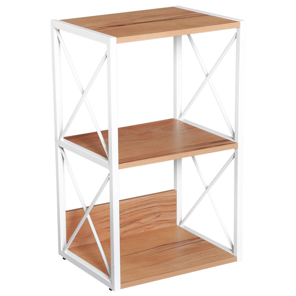 Libreria Scaffale 3 Ripiani con Struttura in Acciaio Bianco e Ripiani in Legno 40x35x72.5 cm sconto