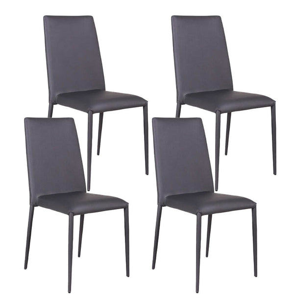 acquista Set 4 Sedie 40x42xH96 cm in Similpelle Cleo Grigio Scuro