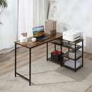 Scrivania Angolare in Stile Industriale 135x90x79 cm con Ripiani a Giorno Telaio in Acciaio Marrone e Nero 