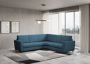 Divano Angolare 5 Posti 228x228x85 cm Yasel in Tessuto Avio