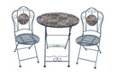 Set Tavolino e 2 Sedie Pieghevole Mosaico Stile Vietri in Ferro Multicolore  
