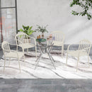 Set 4 Sedie da Giardino 57x54x78 cm Impilabili con Schienale Alto in PP Bianco