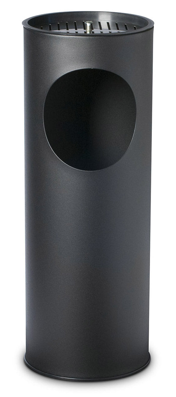 sconto Pattumiera Gettacarte Ø24,3xh66,5 cm con Posacenere In Acciaio Verniciato Nero