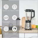 Frullatore Elettrico 1000W Bicchiere 1,5 Litri in Vetro Nero e Argento