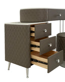 Toeletta Sharon Grigia con Puff Gambe Argento 120x40x75 cm in Pino e MDF e Metallo e Plastica      