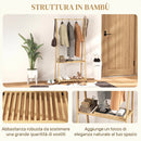 Appendiabiti da Ingresso 84,5x43,5x158 cm con Ripiano per Scarpe 2 Ganci in Bambù      