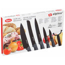 Set 6 Coltelli e Pelapatate Antiaderente per Carne e Pesce in Acciaio Inox Nero      