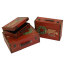 Set 3 Valigie in Similpelle rosso ghirlanda