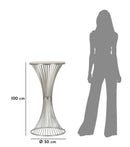 Tavolinetto Funnel Ø50x100 cm in Ferro e Marmo Argento      