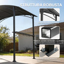Gazebo per Barbecue 245x152x218 cm con 2 Mensole Laterali e Ganci in Acciaio e Poliestere Grigio Scuro      