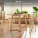 Set 4 Sgabelli Impilabili Rotondi in Legno 40x54 cm Rosso e Legno 