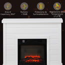 Camino Elettrico da Pavimento 1800W Effetto Fiamma e Telecomando 96,5x22x81,7 cm Bianco