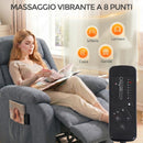 Poltrona Elettrica Alzapersona 91x93x103 cm Reclinabile a 135° con Poggiapiedi in Tessuto Effetto Lino Grigio      