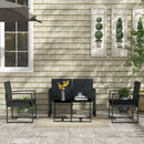 Set da Giardino Divano 2 Poltrone e 2 Tavolini Piano in Vetro   Nero