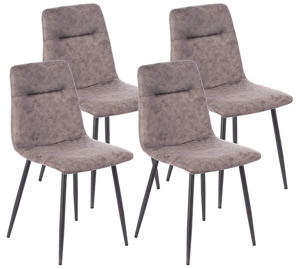 Set 4 Sedie Imbottite 49x48,5x88 cm in Similpelle Grigio Vintage online